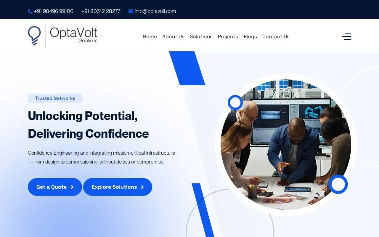 OptaVolt Solutions website homepage