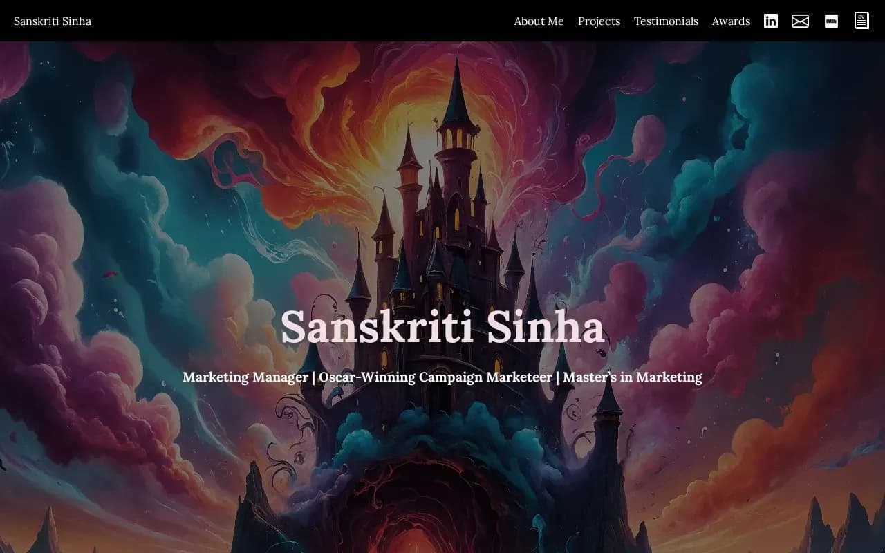 Sanskriti Sinha website homepage