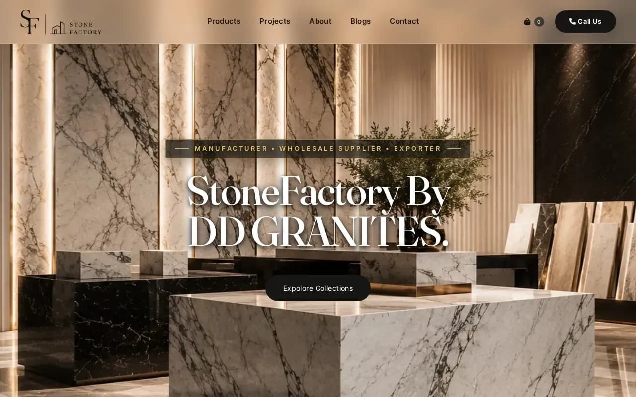 StoneFactory By DD Granites website homepage